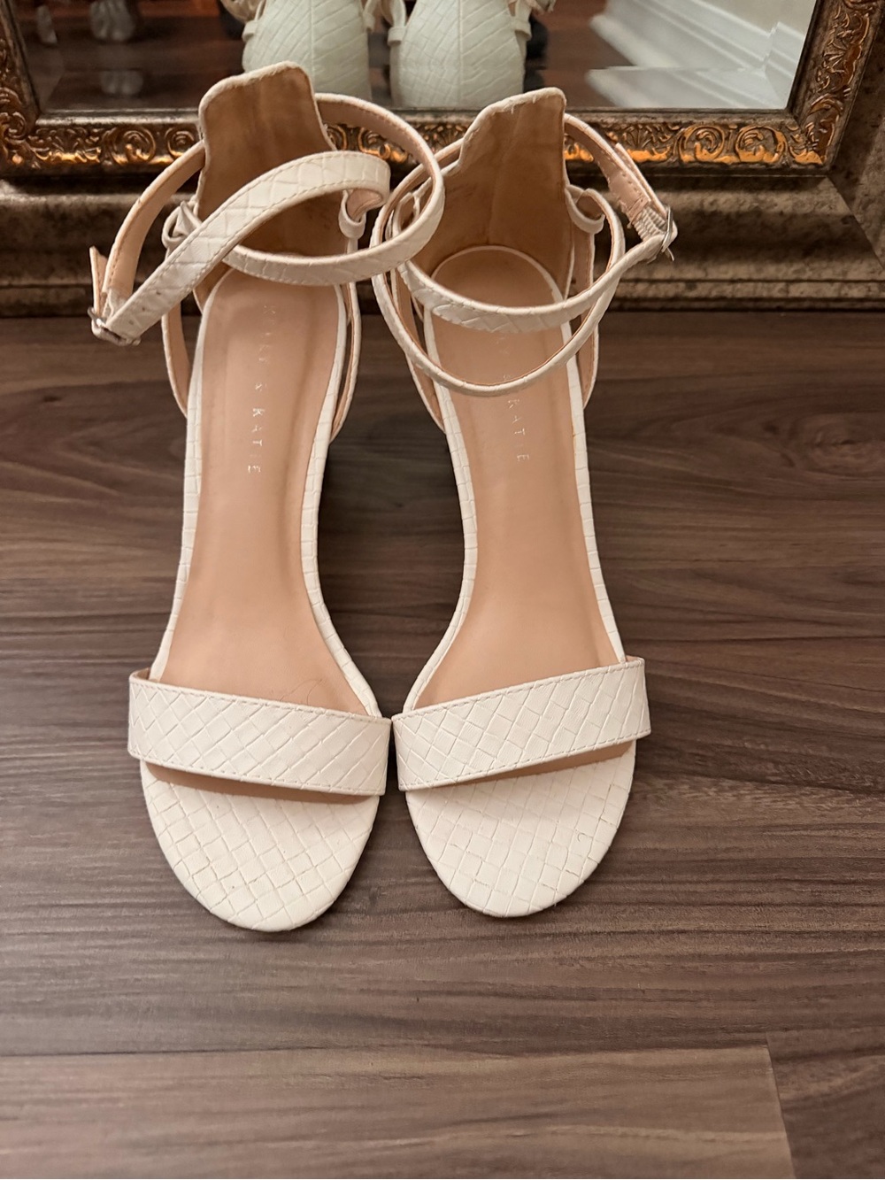 Kelly & Kate White Ankle-Strap Wedge